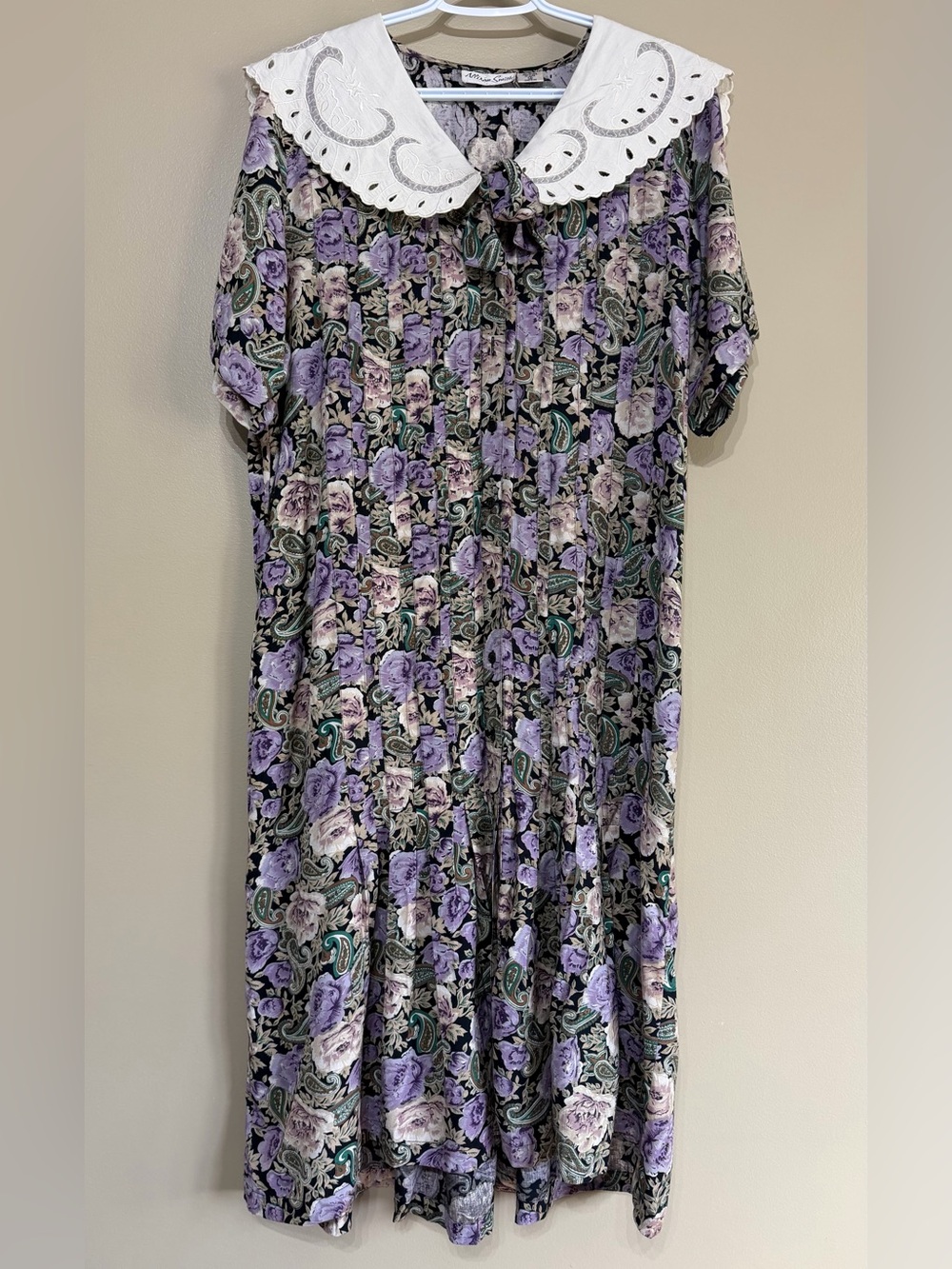 90’s Pastel Goth Whimsigoth Dramatic Eyelet Bib Collar Grunge Floral Dress